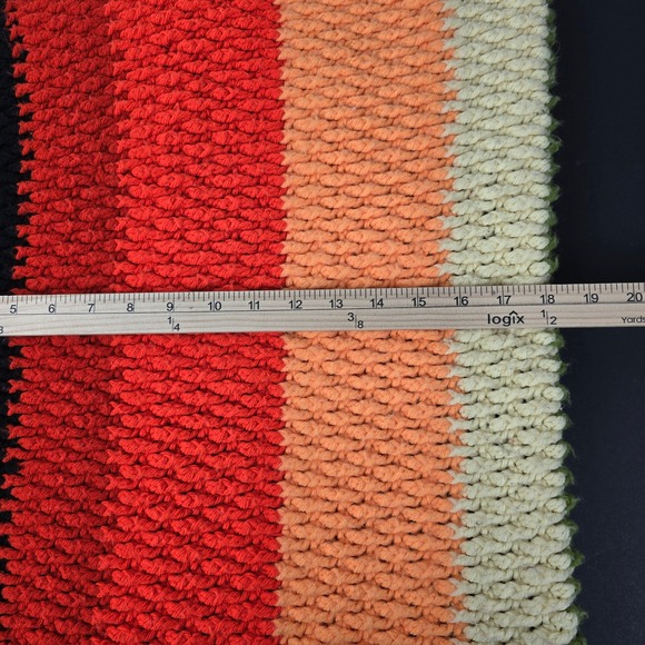 Vintage Inspired Crochet Popcorn Stitch Multicolor Retro Throw 36x38 - Picture 6 of 9